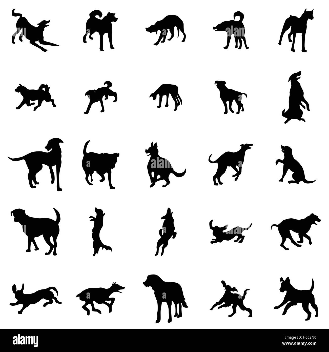 Jeu de silhouettes de chiens Illustration de Vecteur