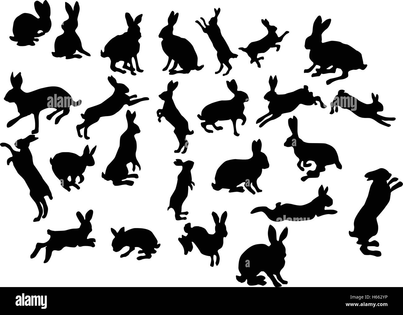 Jeu de silhouettes de lapin Illustration de Vecteur