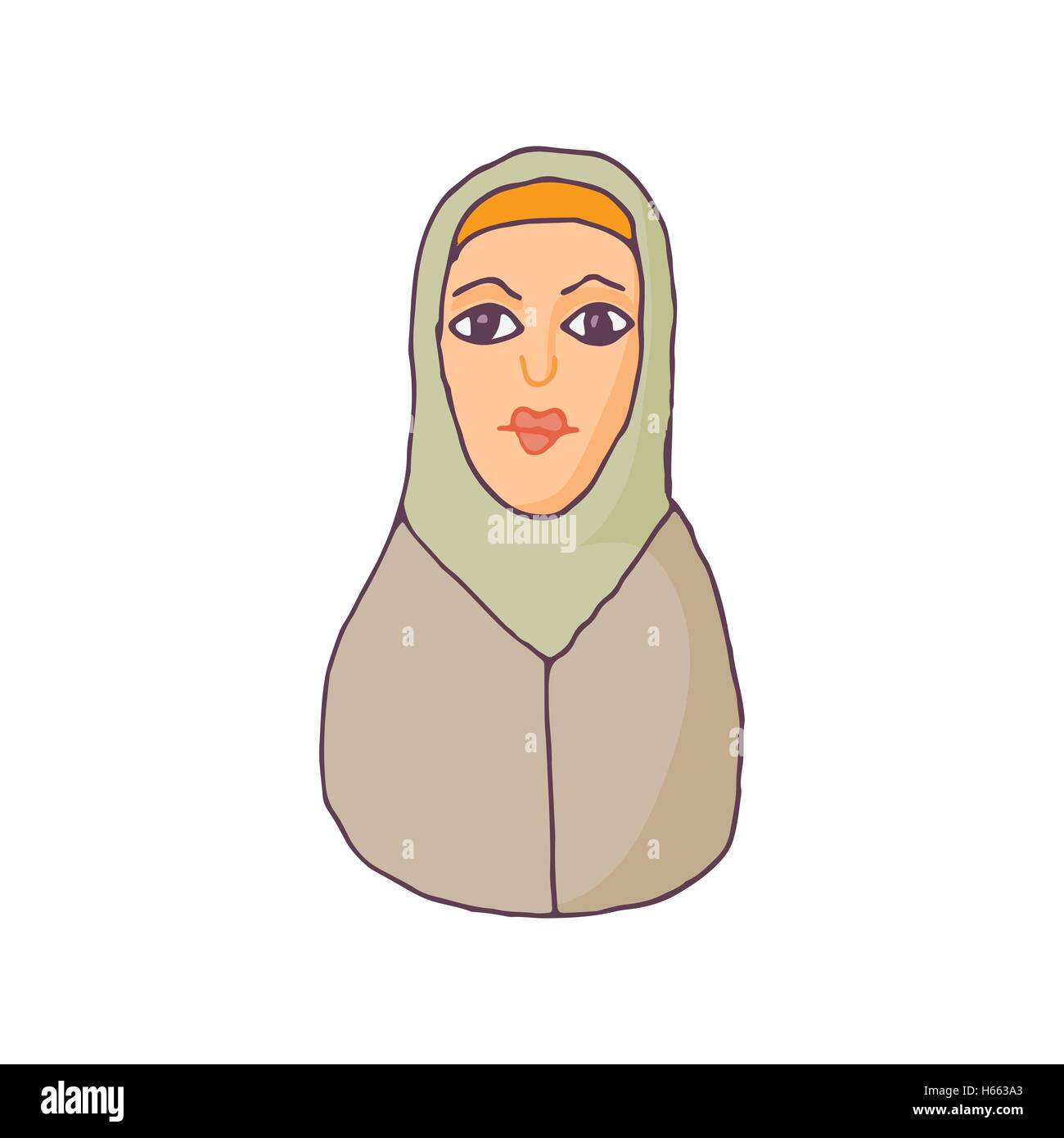 Femme en hijab, icône de style cartoon Illustration de Vecteur