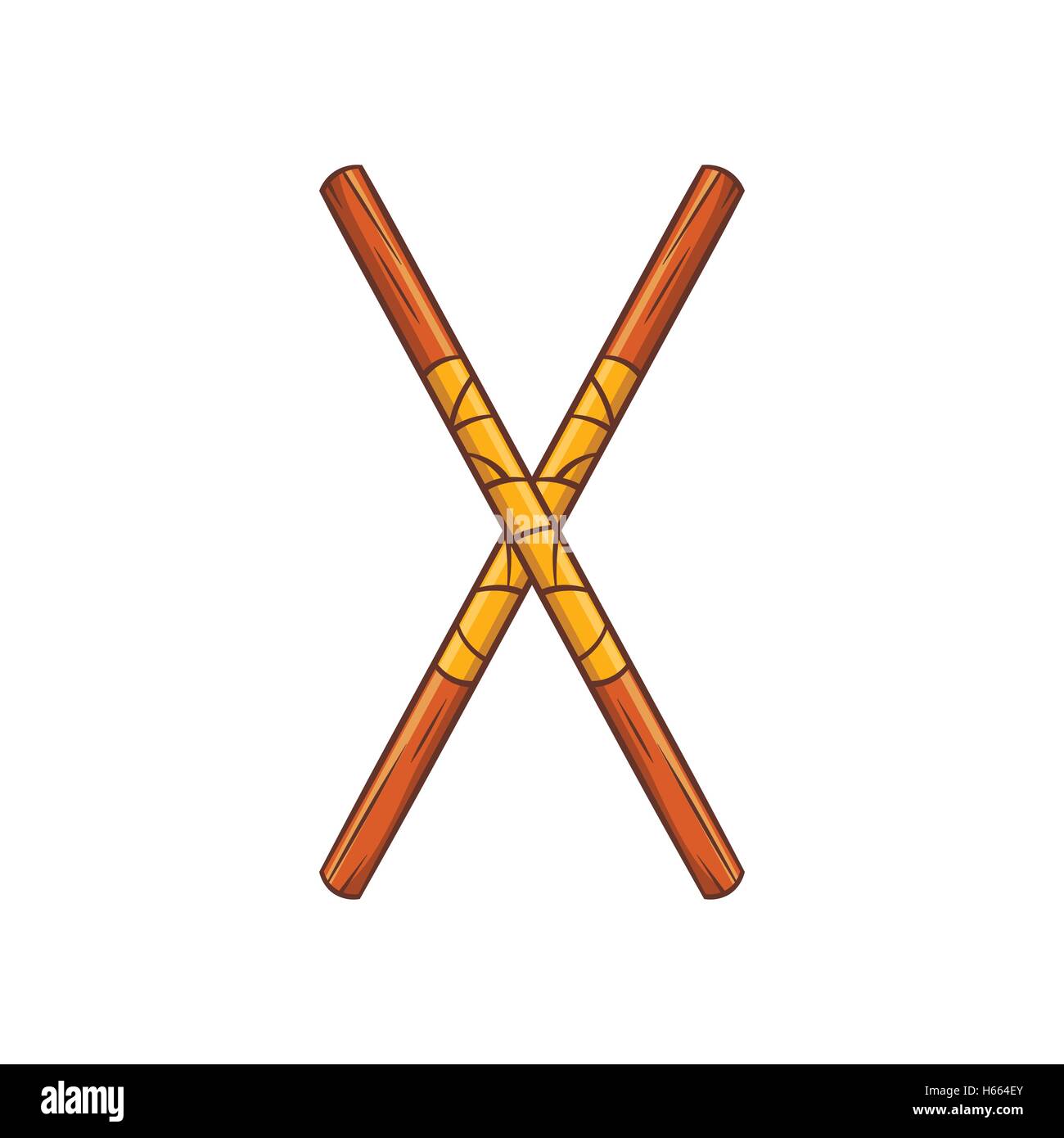 Combats Ninja stick, icône de style cartoon Illustration de Vecteur