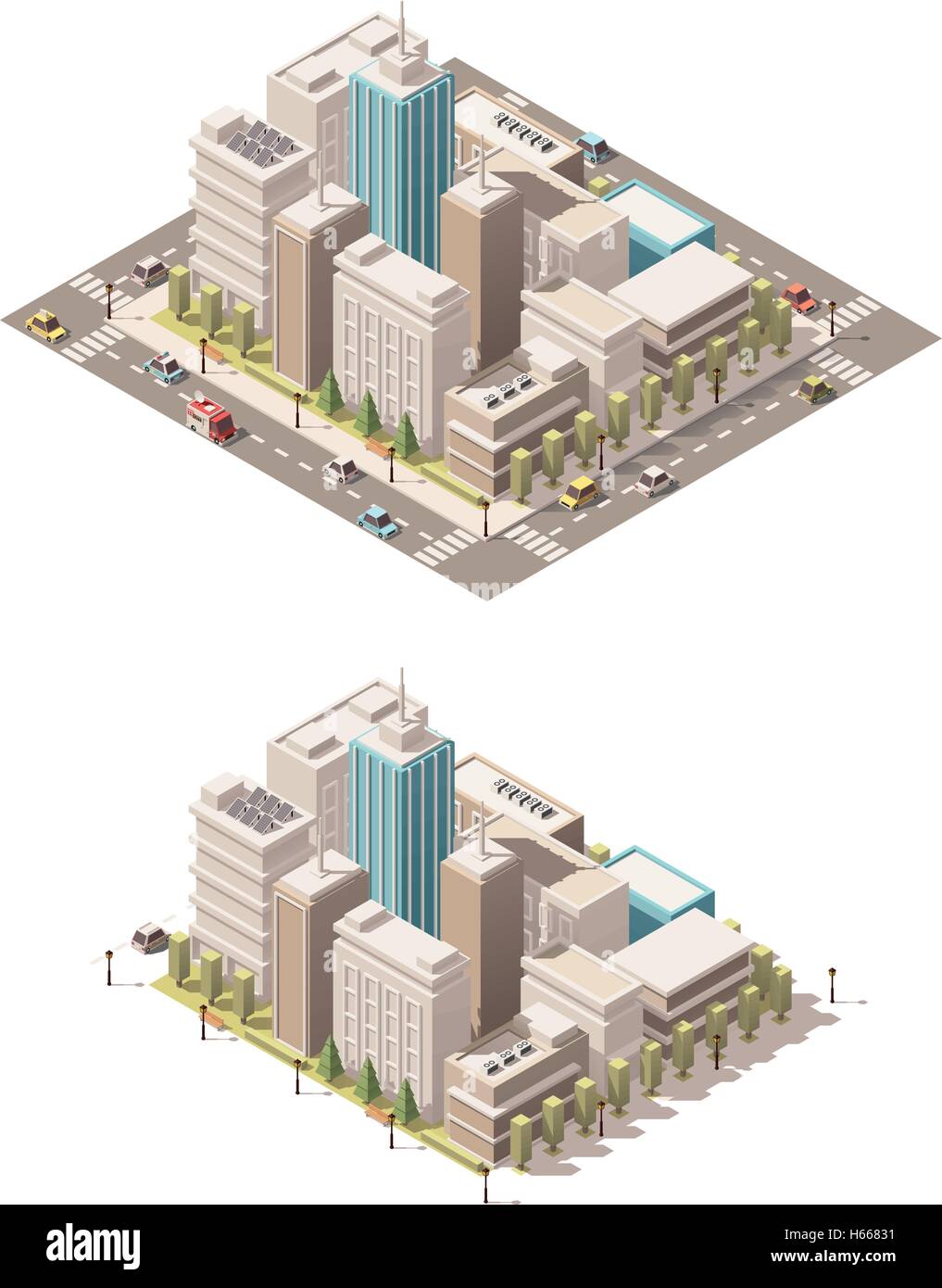 Vector poly faible isométrique city downtown Illustration de Vecteur