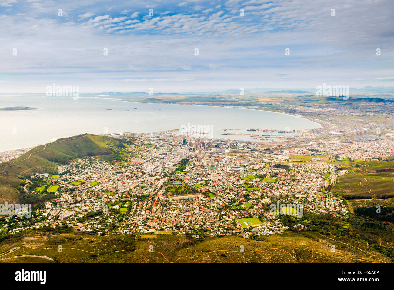 Vue aérienne de la ville du Cap à partir de la Table Mountain en Afrique du Sud Banque D'Images