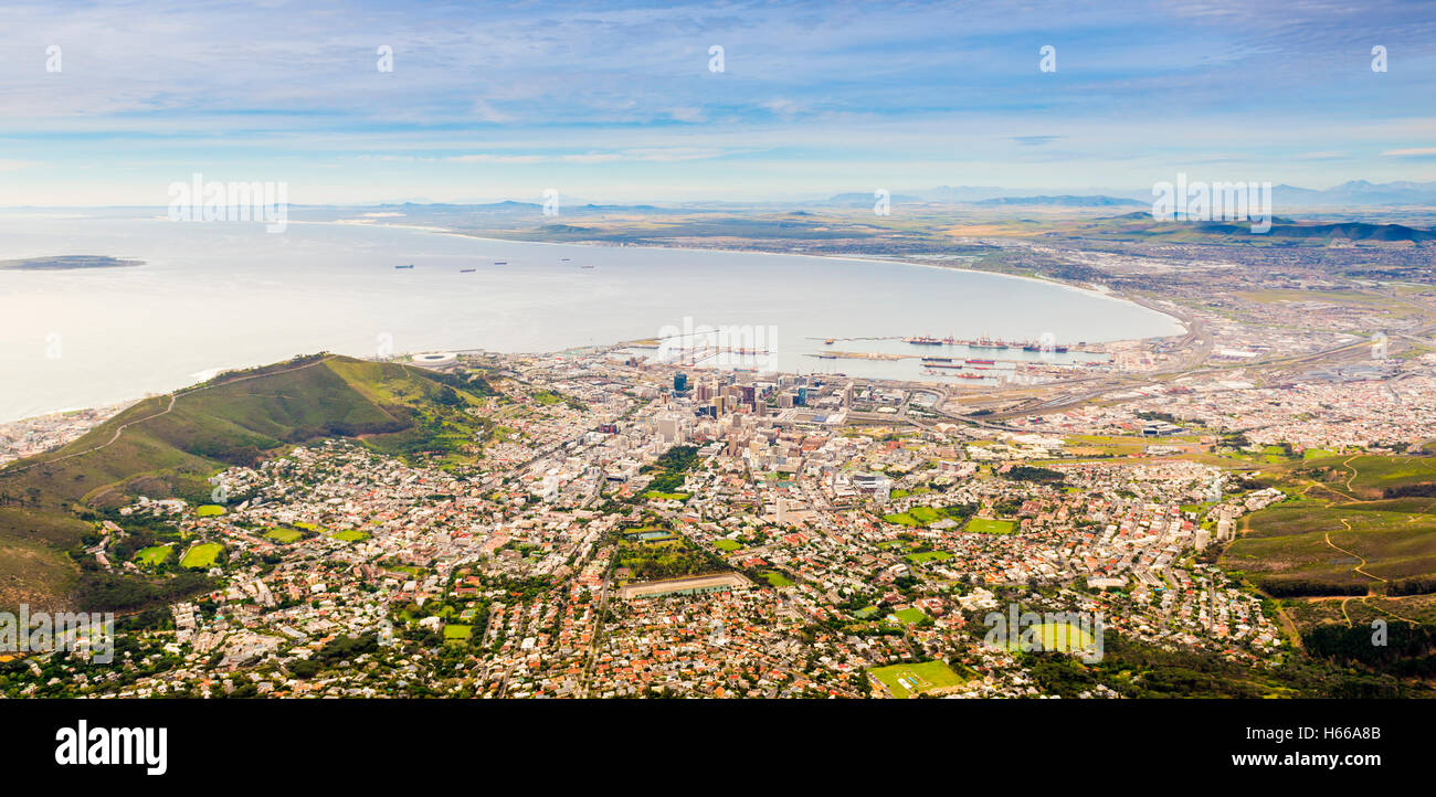 Vue panoramique de la ville du Cap à partir de la Table Mountain en Afrique du Sud Banque D'Images