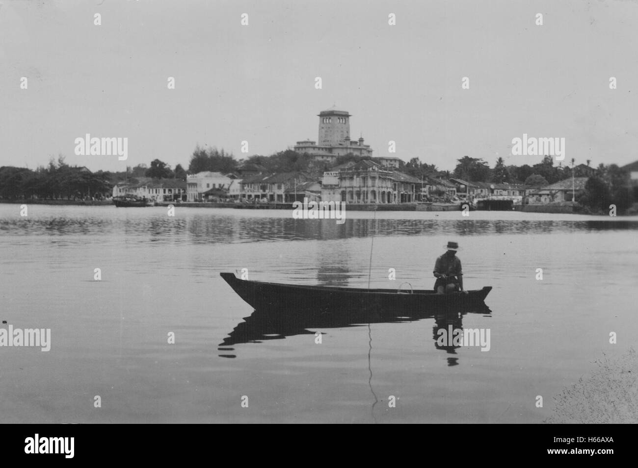 Pêcheur, Singapour, 1949 Banque D'Images