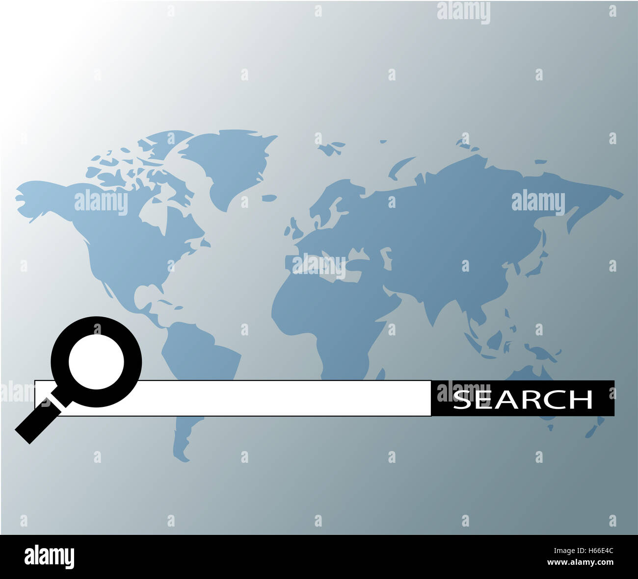 Illustration de la carte du monde avec barre de recherche internet Banque D'Images