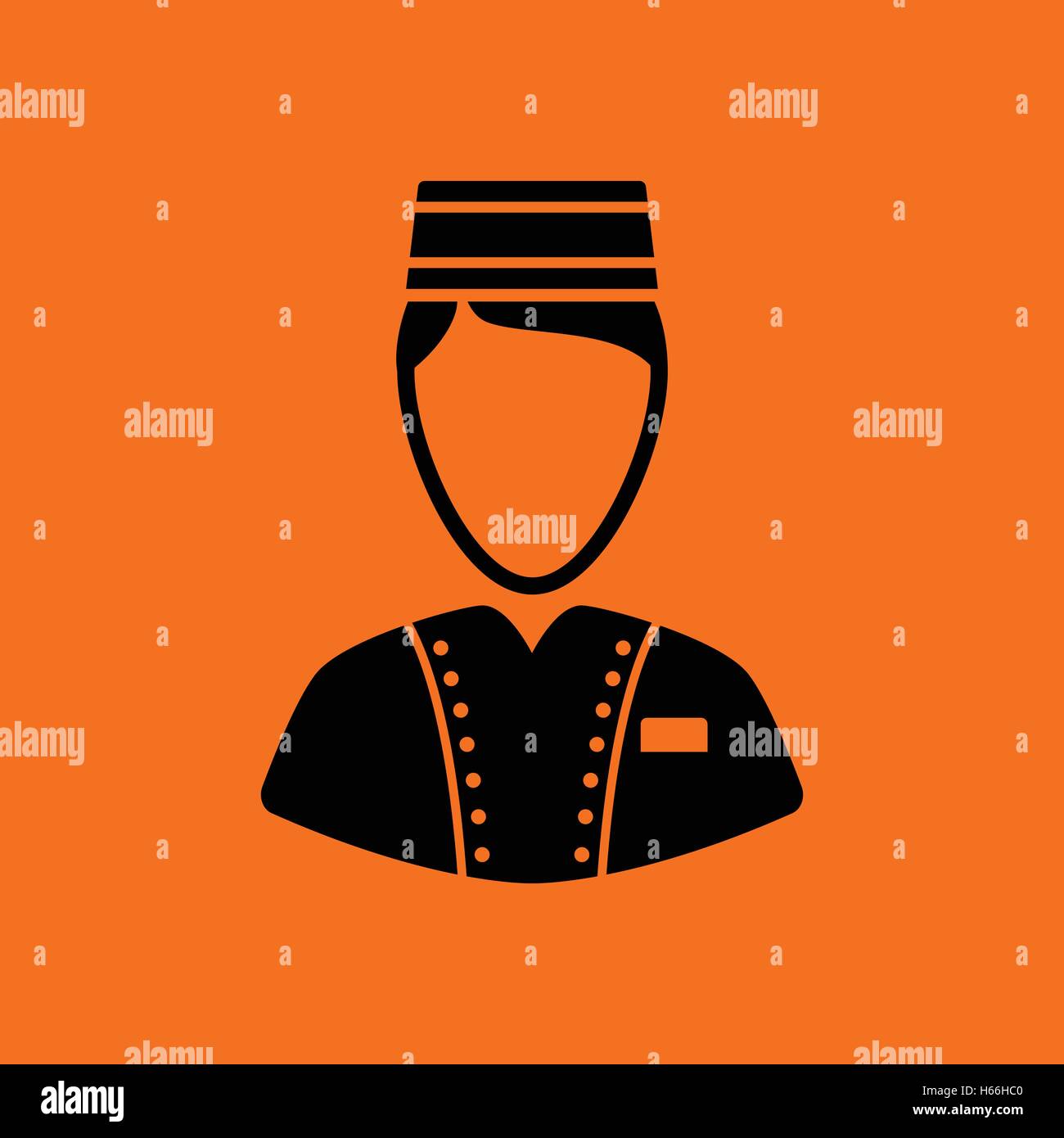 Hôtel icône garçon. Fond orange avec du noir. Vector illustration. Illustration de Vecteur