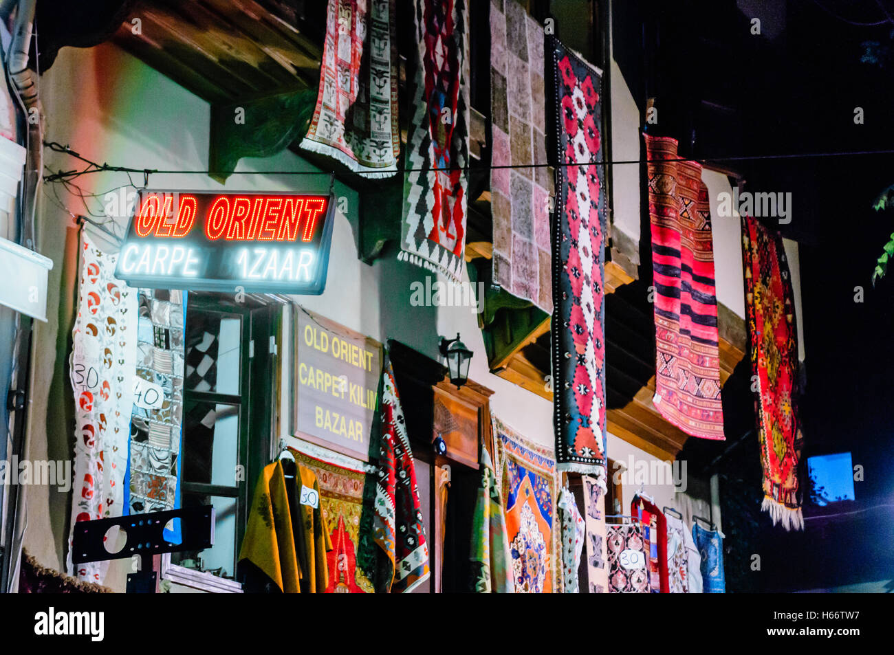 Boutique de tapis à Fethiye, Turquie Marché Banque D'Images