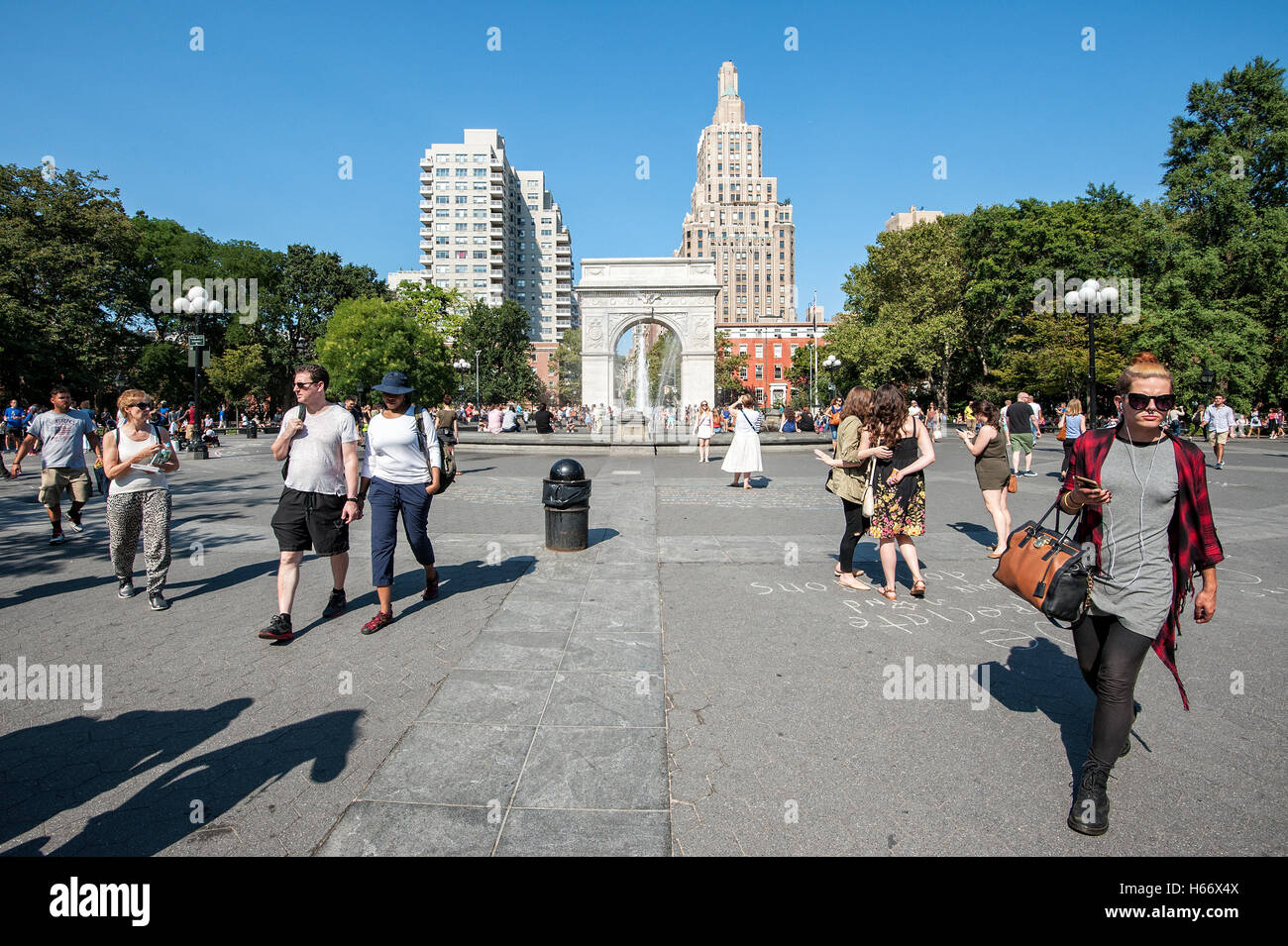 Washington Square Park entre Greenwich Village et East Village, Washington Square Arch, Manhattan, New York City Banque D'Images