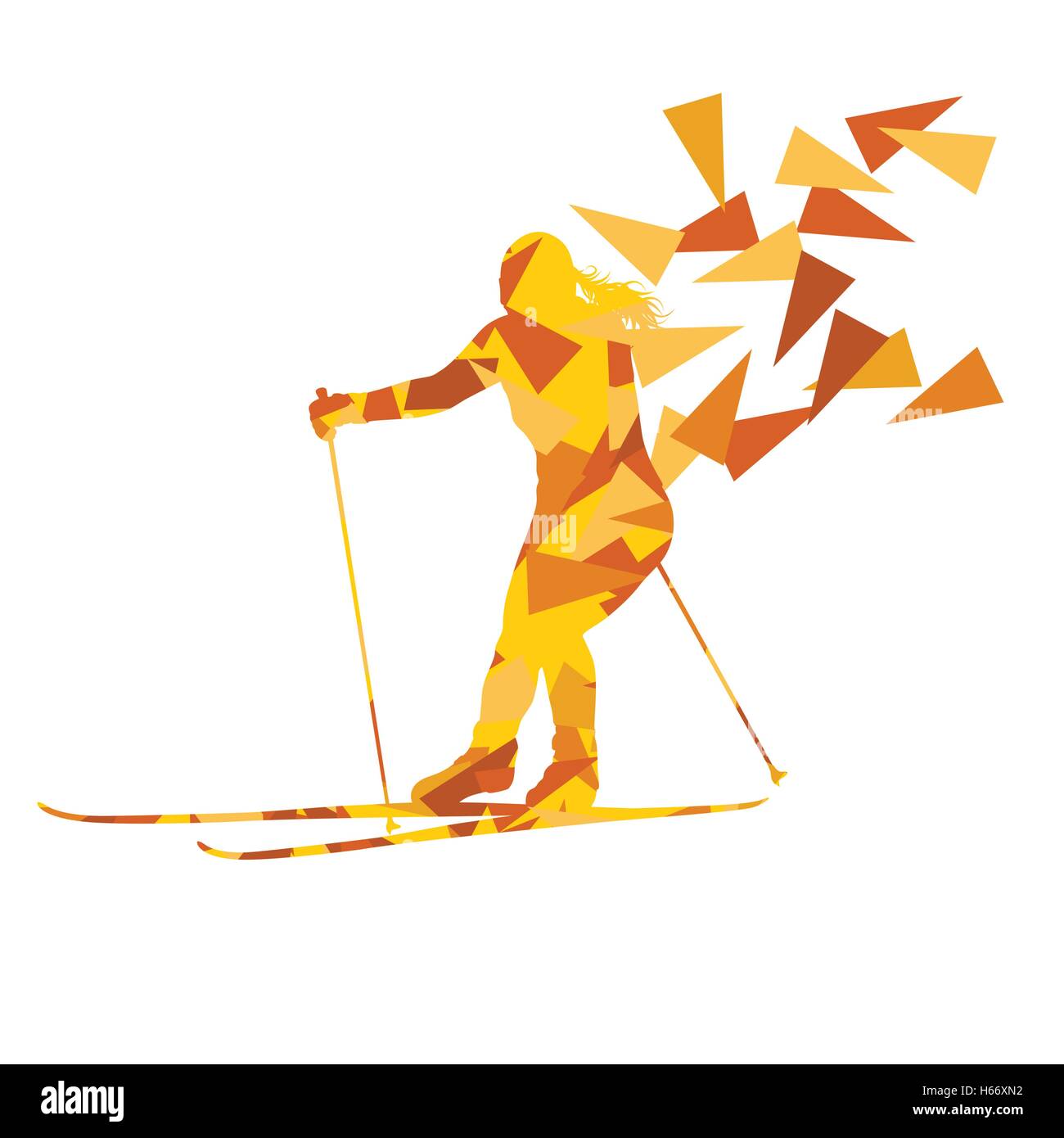 Ski de fond femme femelle vecteur hiver sport abstract illustration réalisée avec polygon fragments isolated on white Illustration de Vecteur