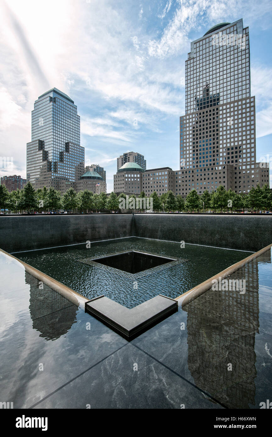 Memorial, 9/11 Memorial, l'extérieure au Ground Zero, Manhattan, New York City Banque D'Images