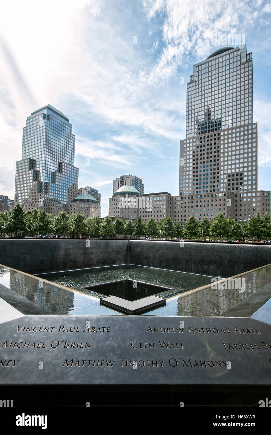 Memorial, 9/11 Memorial, l'extérieure au Ground Zero, Manhattan, New York City Banque D'Images