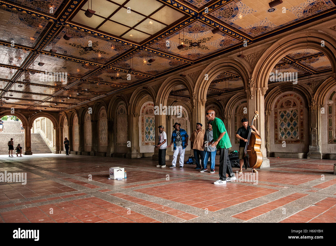 Musiciens à Bethesda Terrace, Central Park, Manhattan, New York City Banque D'Images