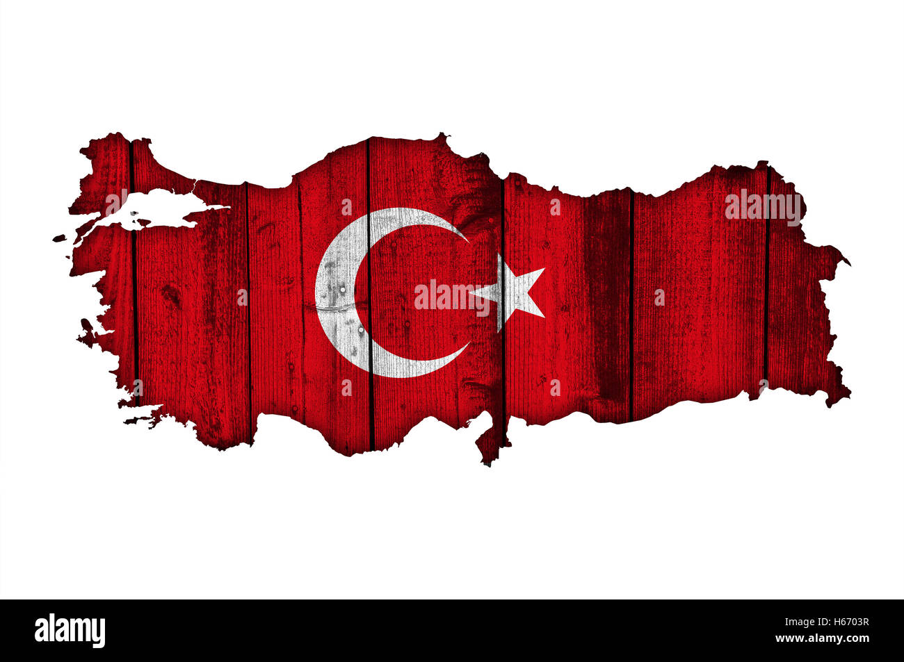 La carte et drapeau de la Turquie sur Weathered Wood Banque D'Images