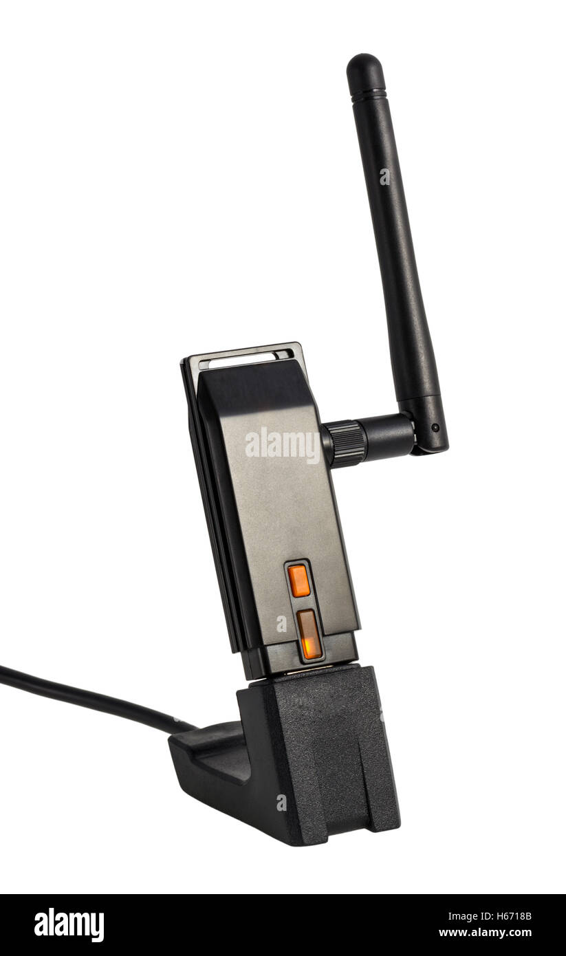 Adaptateur USB sans fil Wi-Fi isolé sur fond blanc Banque D'Images
