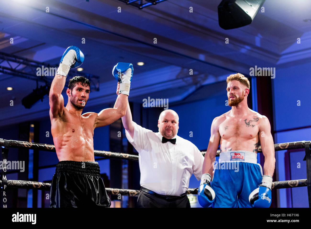 La boxe, fight night action ringside Banque D'Images