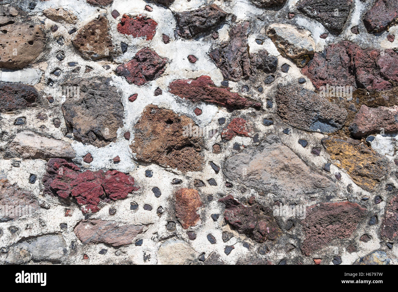 Ancien mur de pierre du Mexique à San Juan Teotihuacan, au Mexique. Banque D'Images