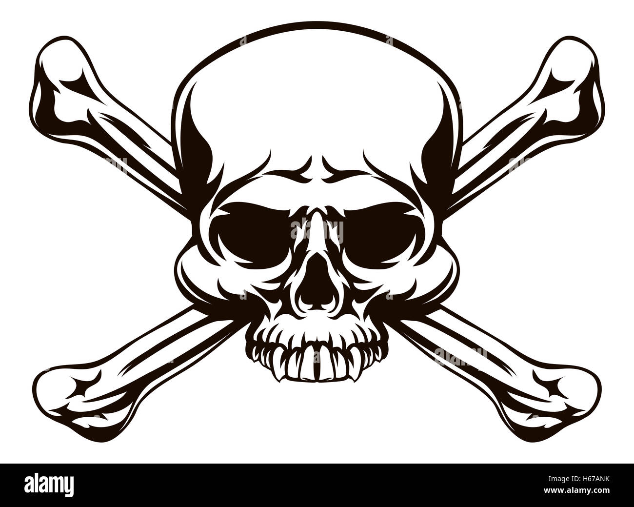 Une tête de mort comme un dessin pirates Jolly roger ou le signe de danger Banque D'Images