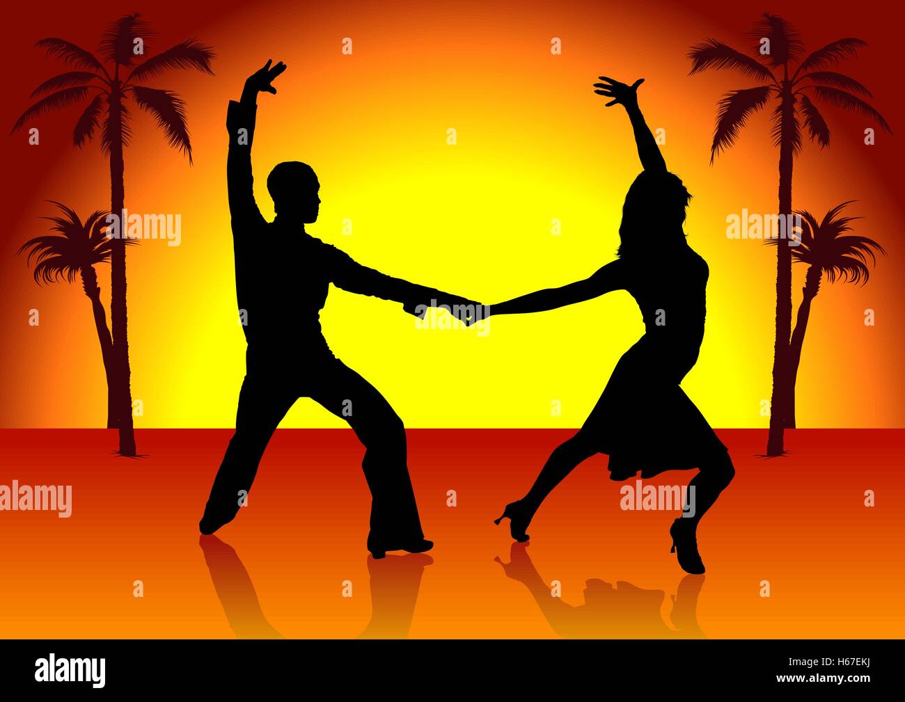 La silhouette du couple de danse latine Illustration de Vecteur