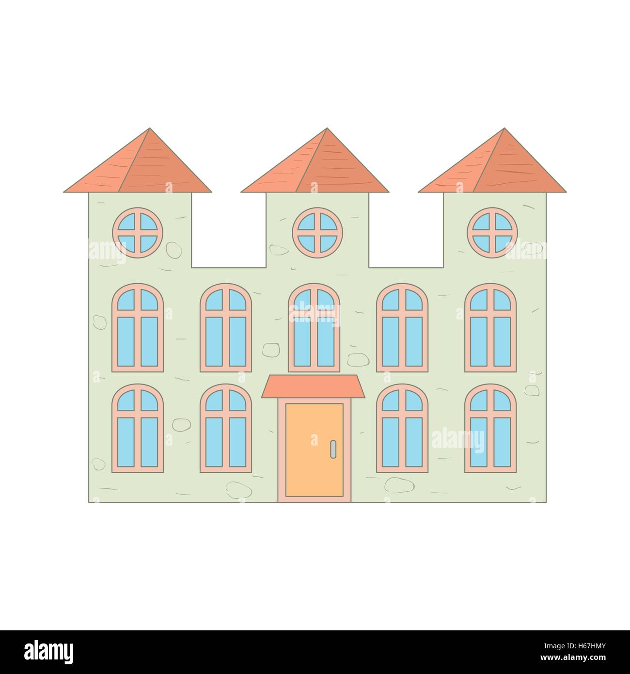 Maison de deux étages avec fenêtres icon Illustration de Vecteur