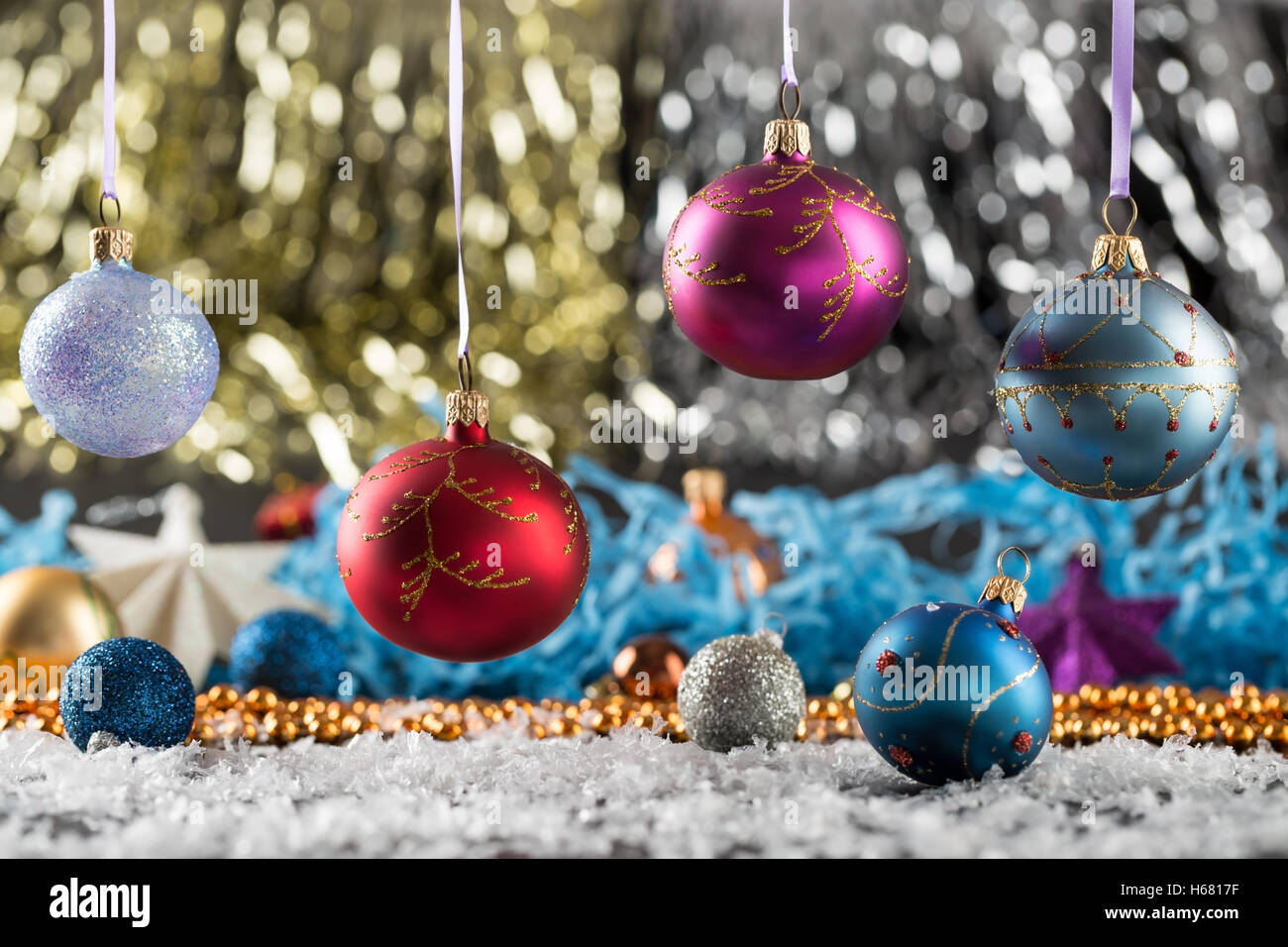 Vacances de Noël et décorations avec glitter Banque D'Images