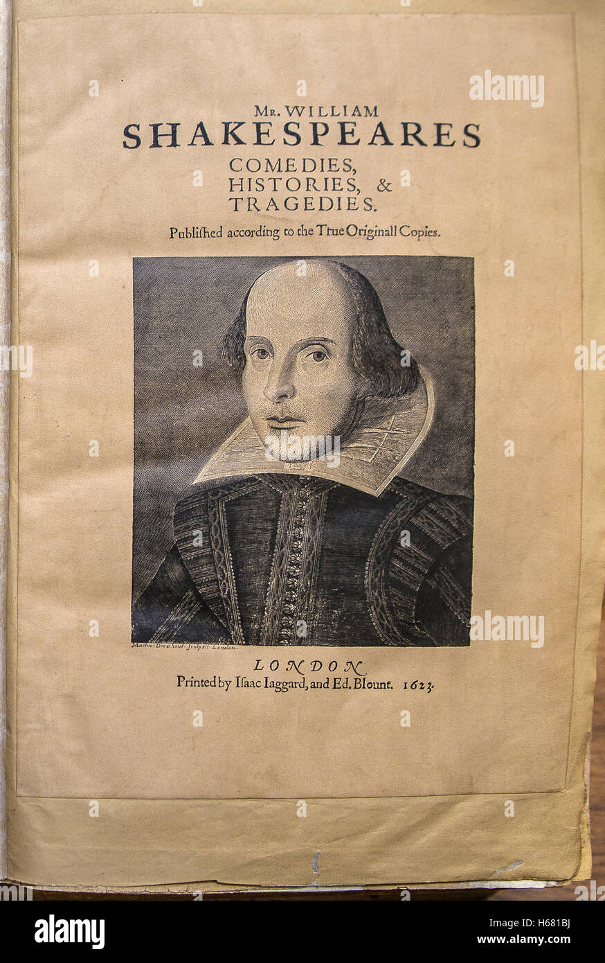 Le livre Shakespere First Folio de 1623 ' Banque D'Images