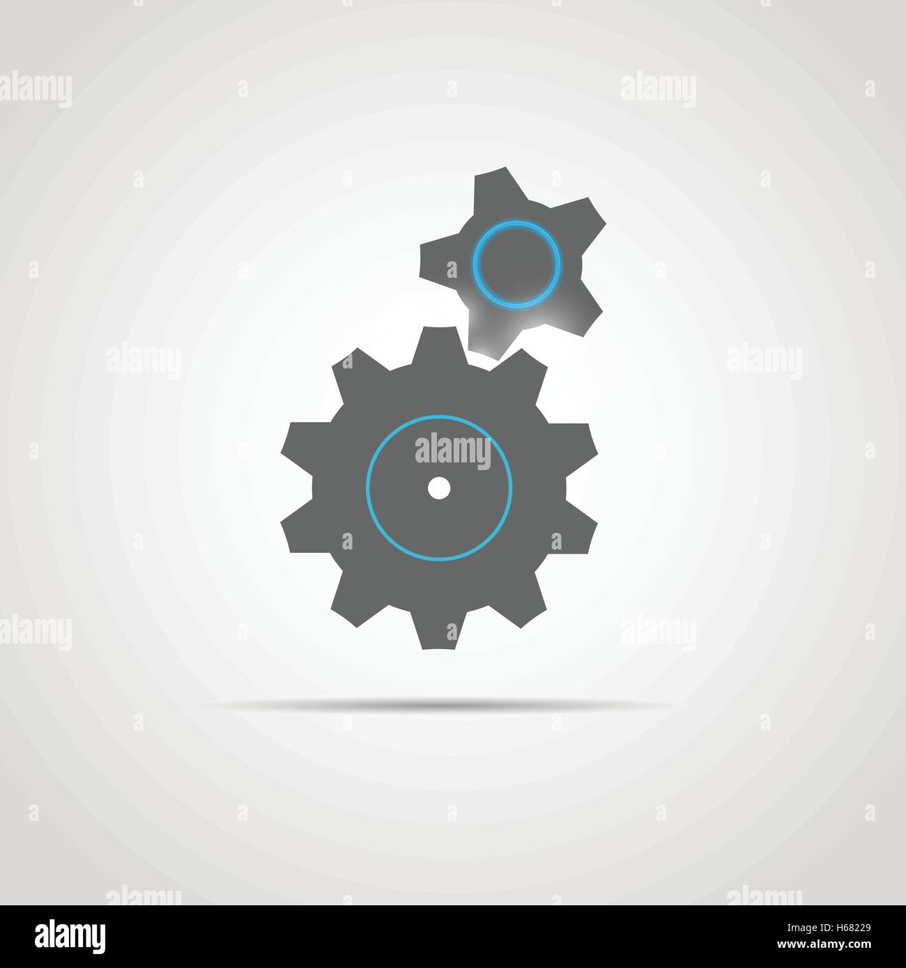 Icône de l'engrenage avec paire de pignons avec cogs, ardent de l'arrière. Illustration de Vecteur