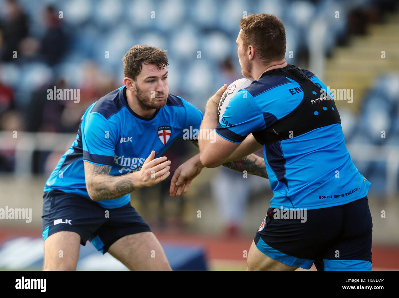 L'Angleterre Daryl Clark pendant une session de formation au stade de Leeds du Sud. Banque D'Images