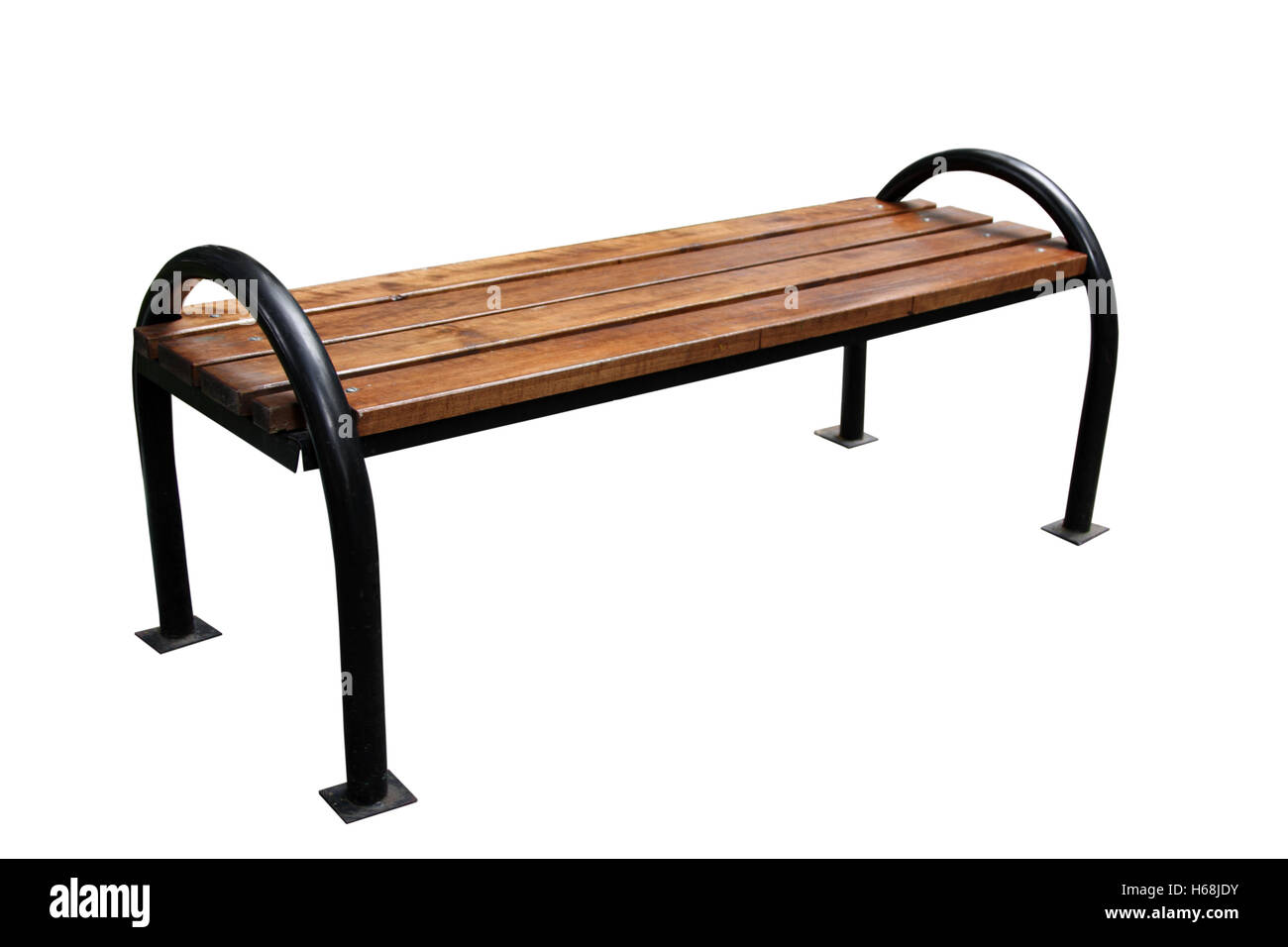 Banc en bois isolé sur fond blanc Banque D'Images