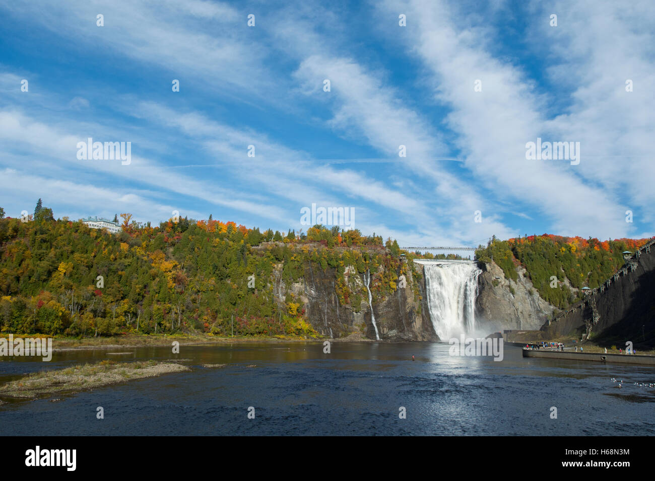 Canada, Québec, Québec. Chutes Montmorency, à l'embouchure de la rivière Montmorency, alias Le Parc de la Chute-Montmorency. Banque D'Images