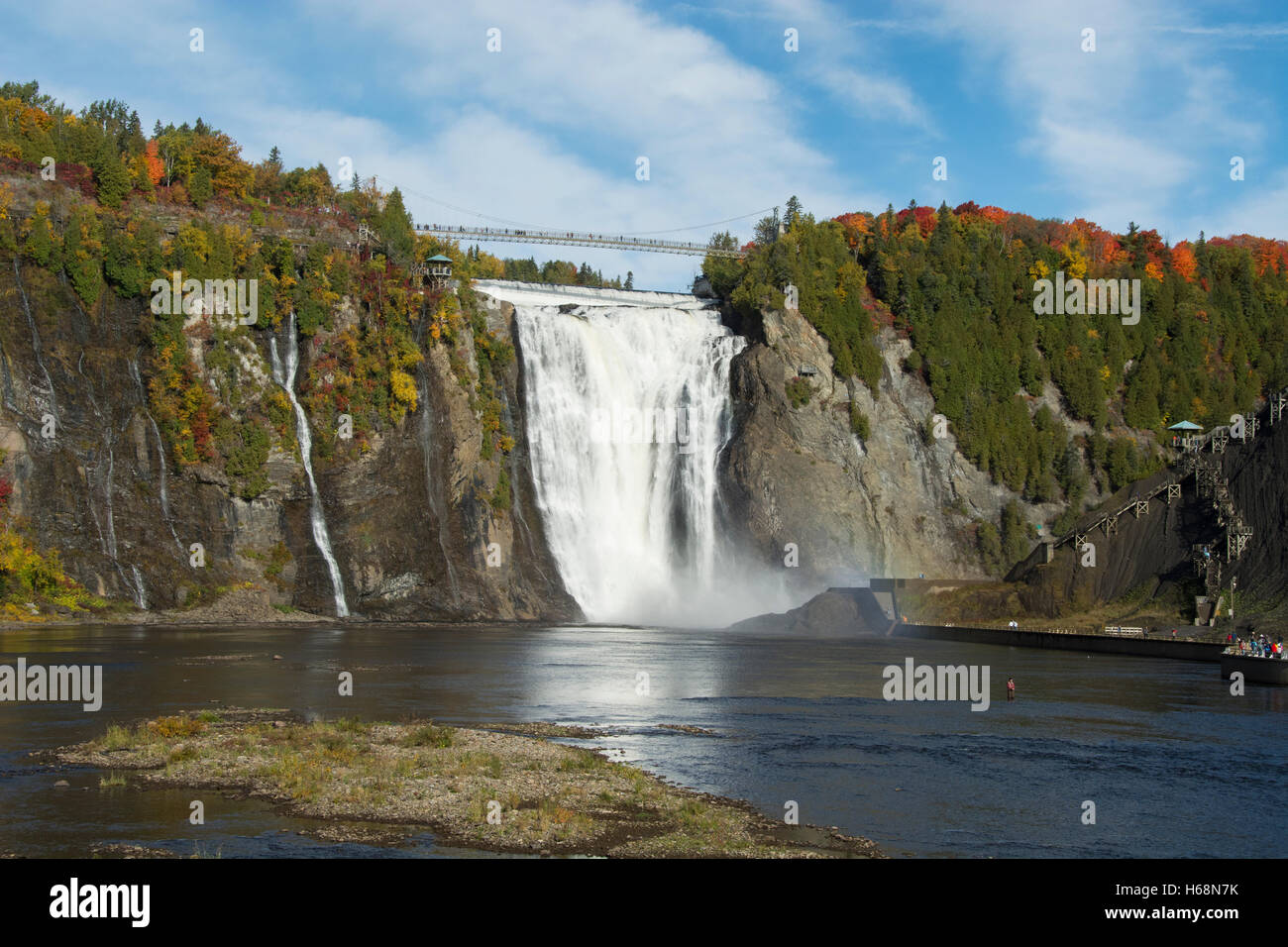 Canada, Québec, Québec. Chutes Montmorency, à l'embouchure de la rivière Montmorency, alias Le Parc de la Chute-Montmorency. Banque D'Images