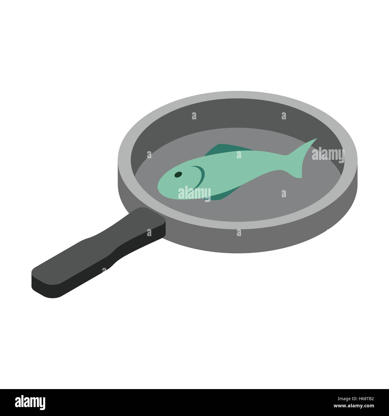 Le poisson dans la casserole l'icône 3D isométrique Illustration de Vecteur