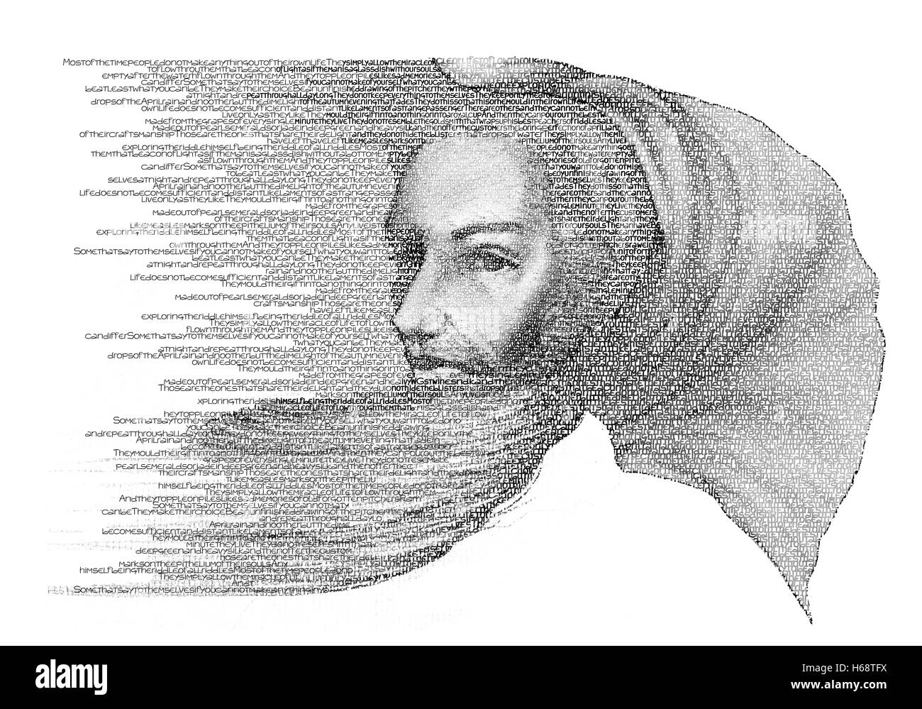 Portrait d'homme sage la typographie numérique illustration de holly homme avec draper sur sa tête et regarder derrière Banque D'Images