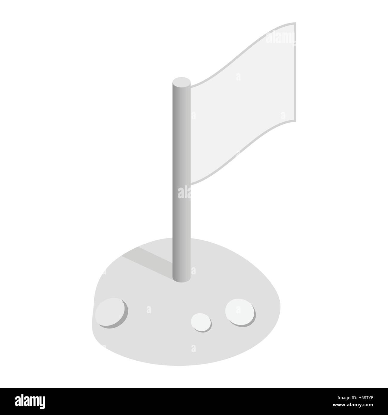 Drapeau sur la lune l'icône 3D isométrique Illustration de Vecteur