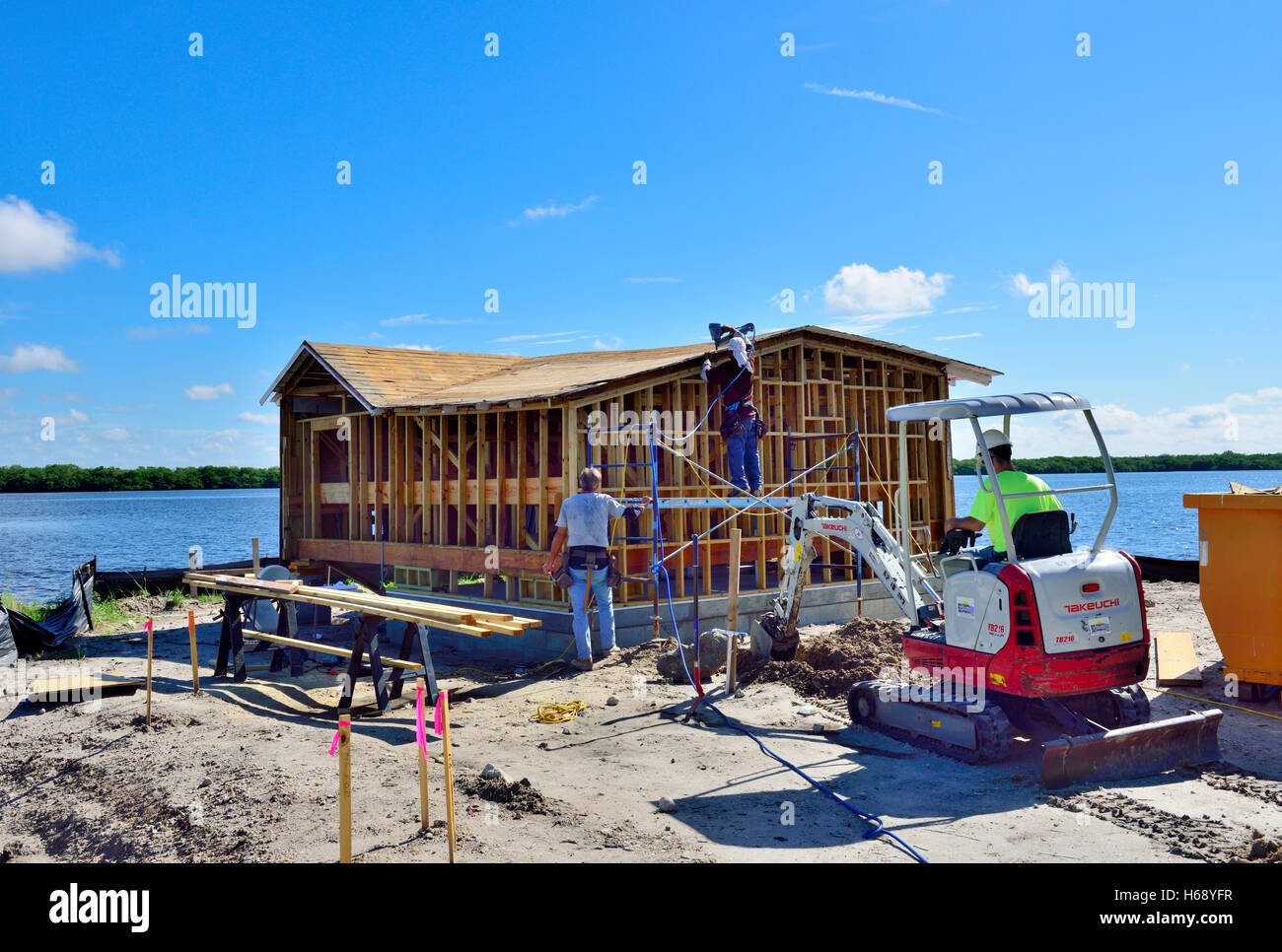 Maison à ossature bois construction, Florida, USA Banque D'Images