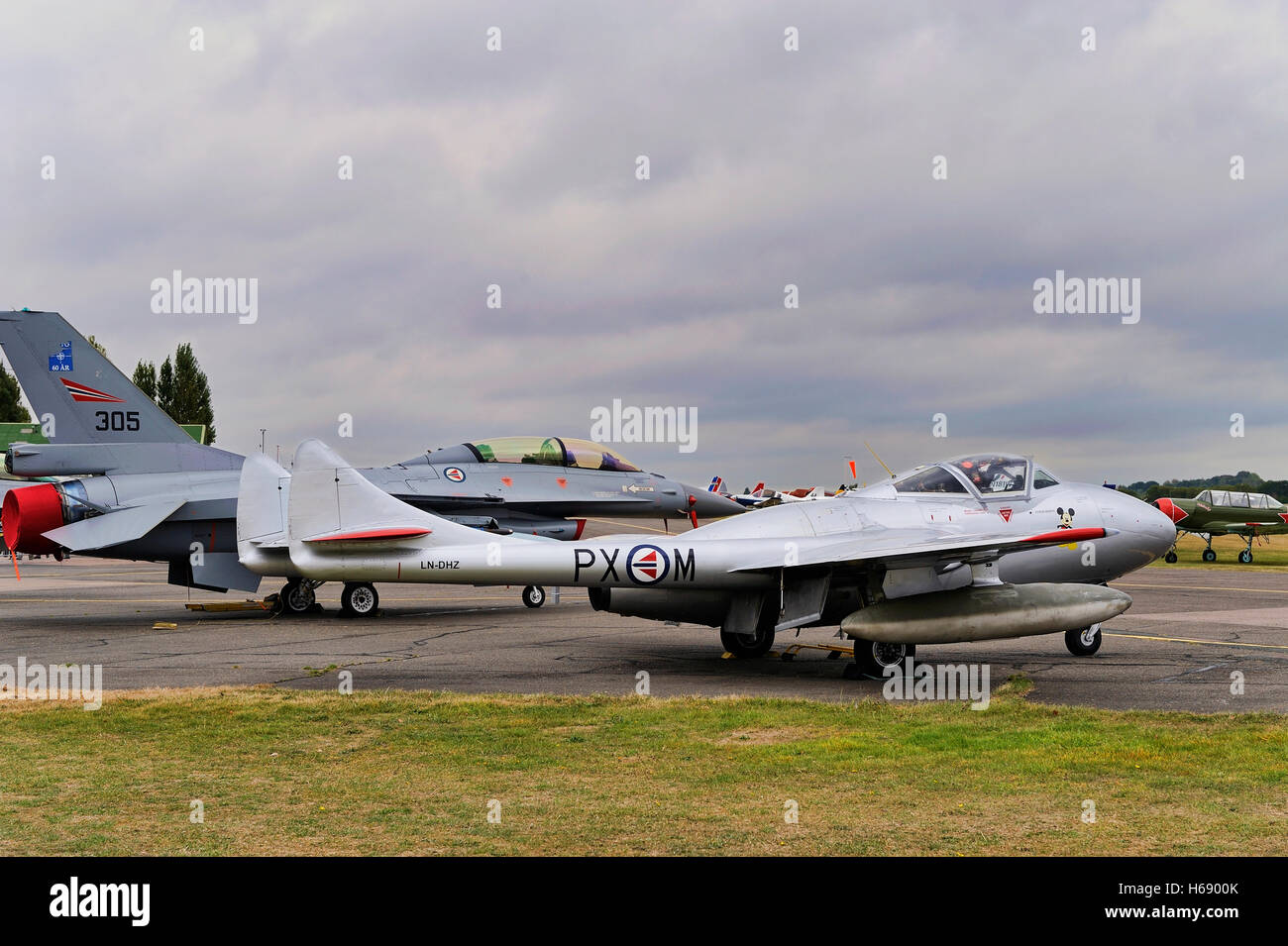 Un de Havilland Vampire T55 à North Weald Airfield, Essex, Angleterre, Royaume-Uni, Europe. Banque D'Images