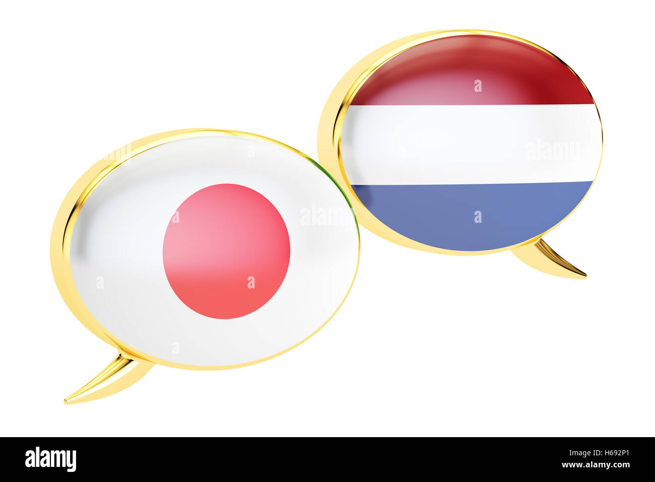 Les bulles, Japanese-Dutch concept de traduction. Le rendu 3D Banque D'Images