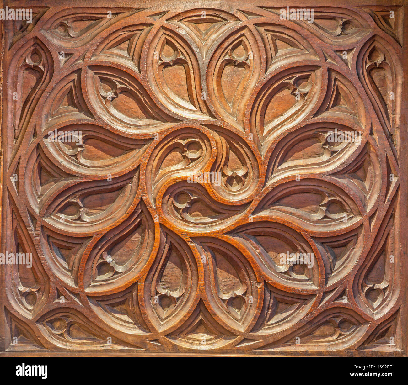 SEGOVIA, ESPAGNE, avril - 15, 2016 : Le détail sculpté du chœur gothique de la cathédrale de Banque D'Images