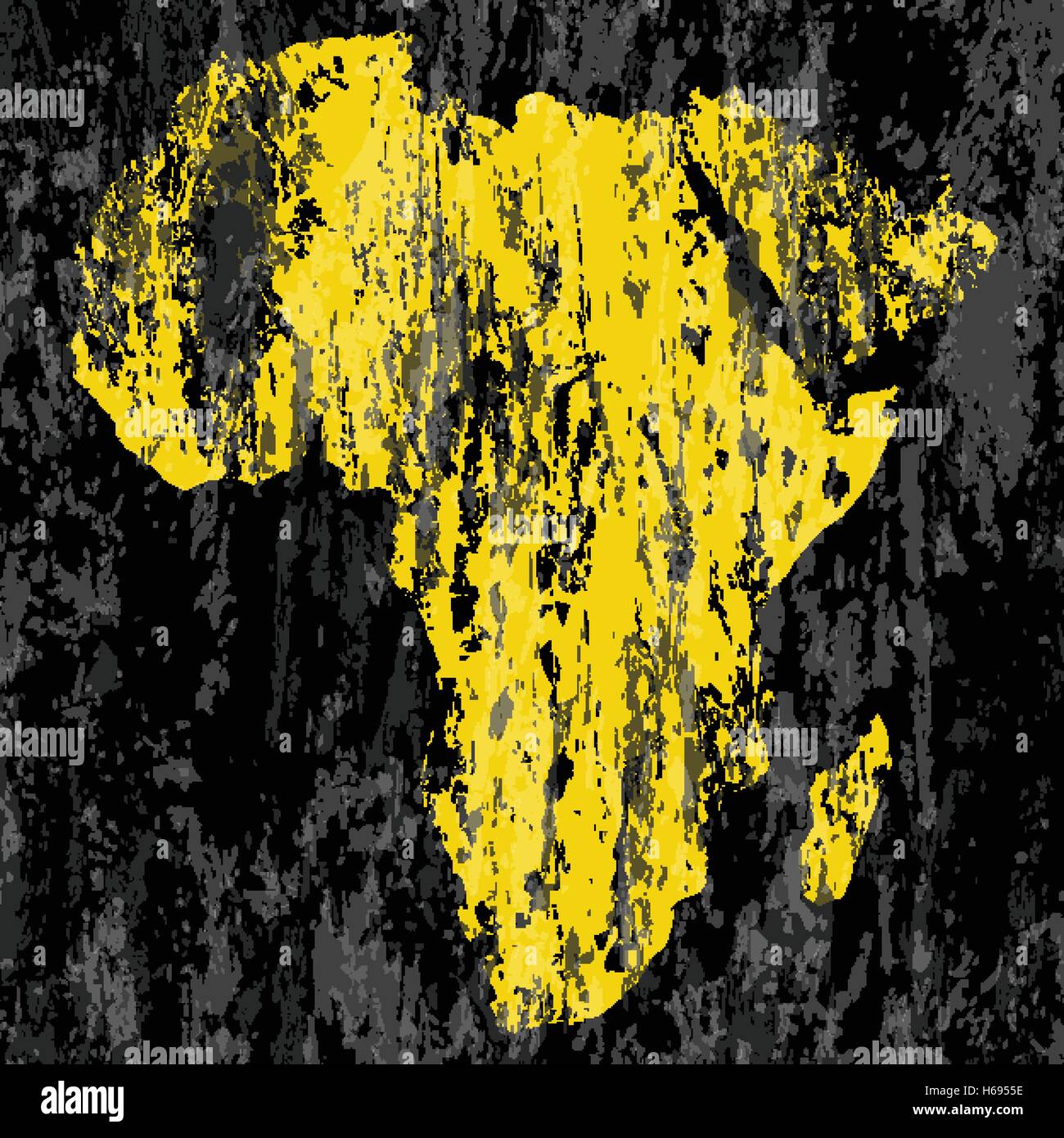 Grunge de l'Afrique carte sur un fond noir. Illustration de Vecteur