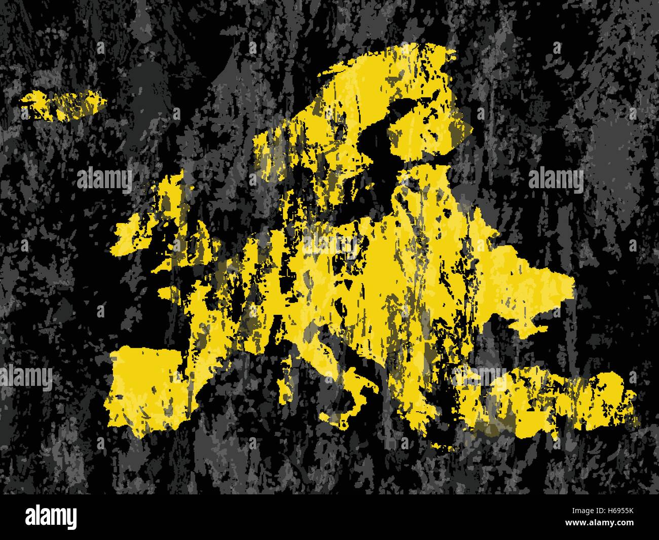 Grunge Europe carte sur un fond noir. Illustration de Vecteur
