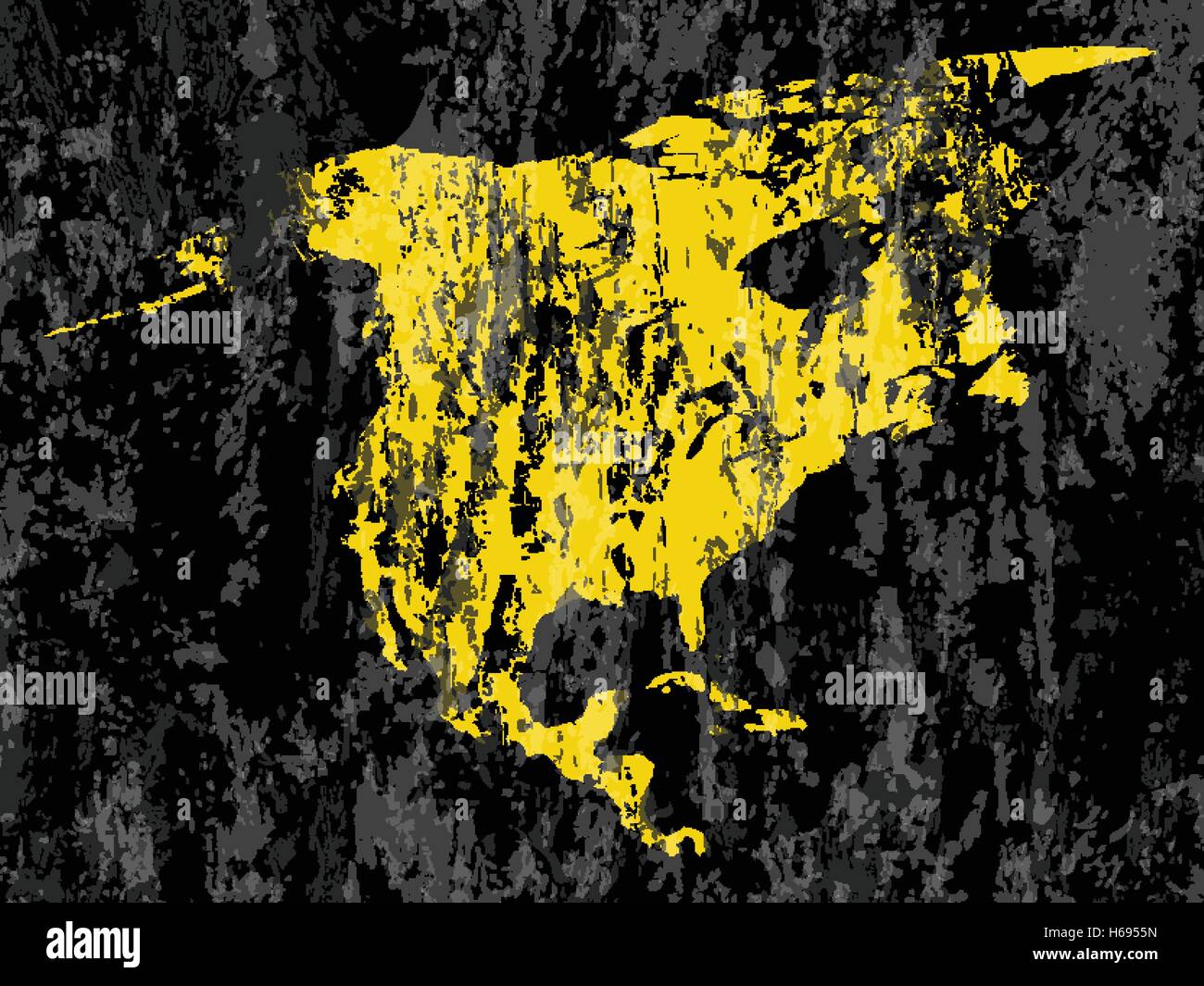 Grunge la carte de l'Amérique du Nord sur un fond noir. Illustration de Vecteur