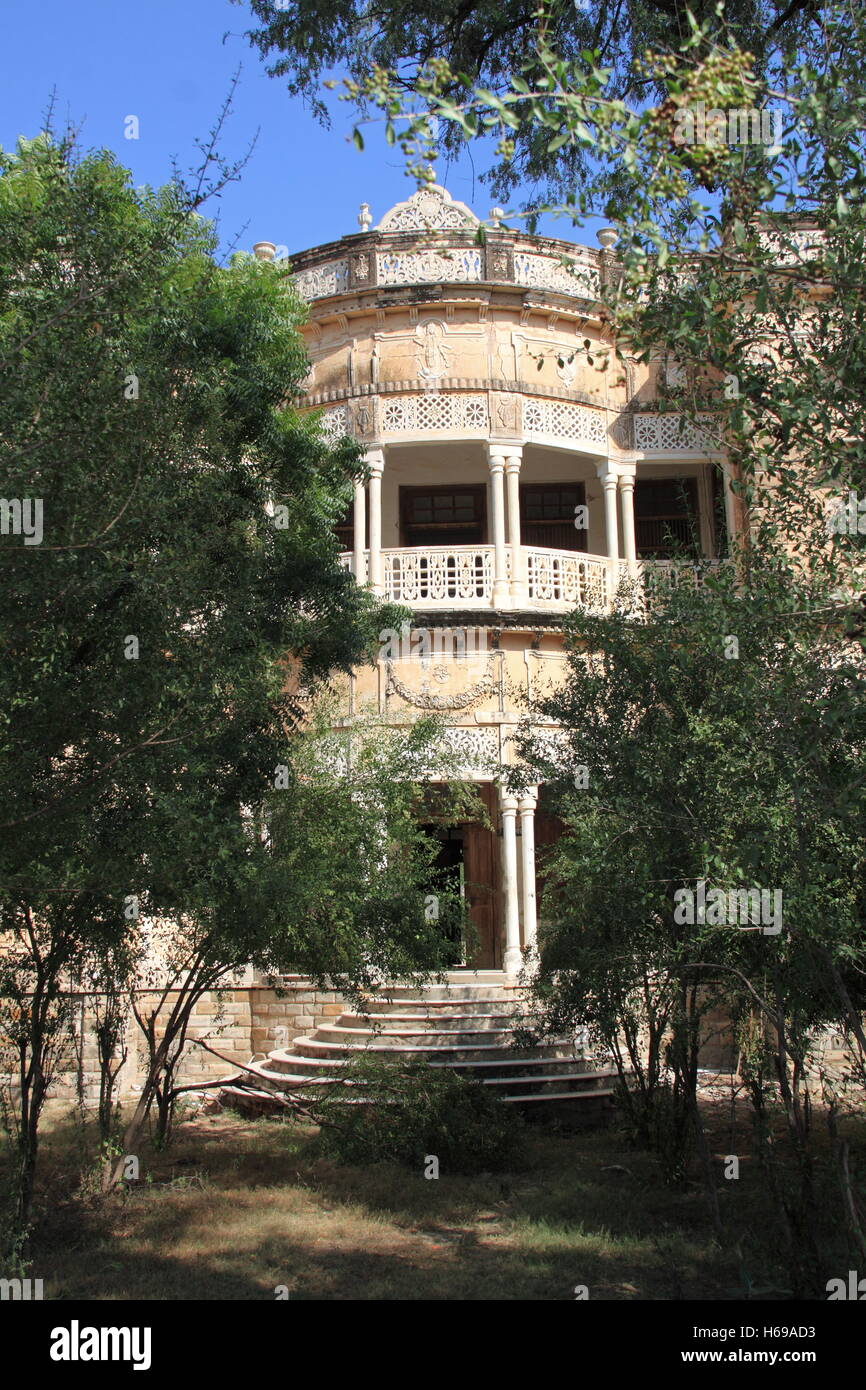 Alsisar haveli, abandonnés, Jhunjhunu, Shekhawati, Rajasthan, Inde, sous-continent indien, en Asie du Sud Banque D'Images