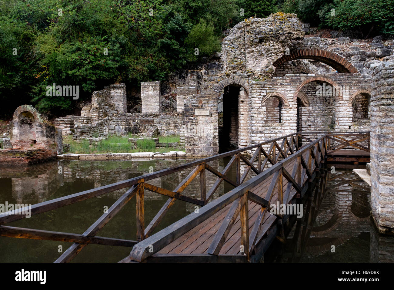 Les ruines du sanctuaire d'Asclépios de Butrint, Site du patrimoine mondial de l'UNESCO également connu sous le nom de Buthrotum ancienne dans le sud-ouest de l'Al Banque D'Images