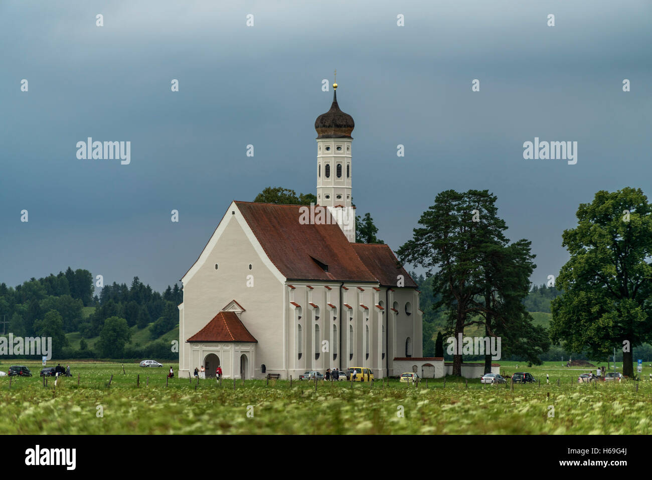 L'église baroque St Coloman près de Schwangau, Allgäu, Bavière, Allemagne Banque D'Images