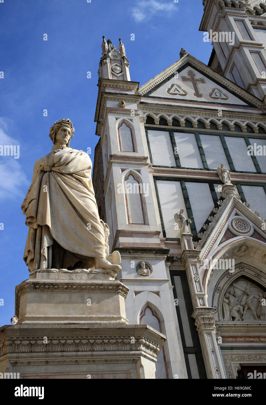 La statue de Dante Alighieri Florence Toscane Italie Banque D'Images