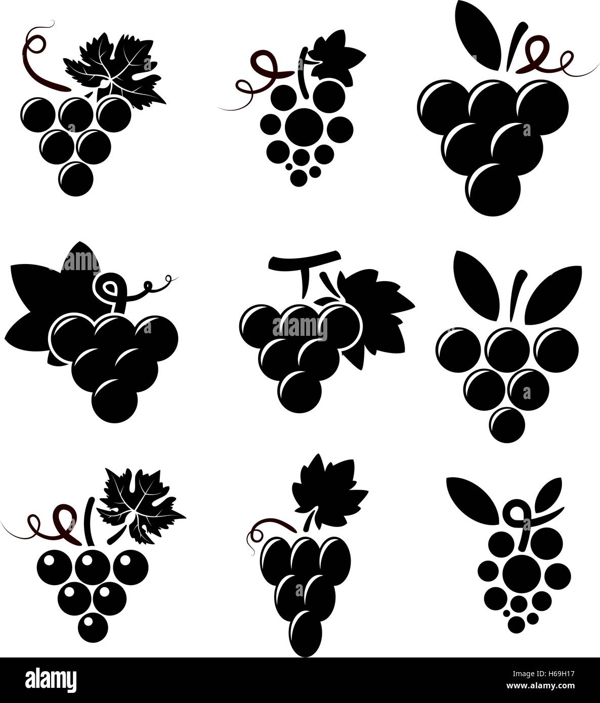 L Icone De Raisin Noir Et Blanc Image Vectorielle Stock Alamy