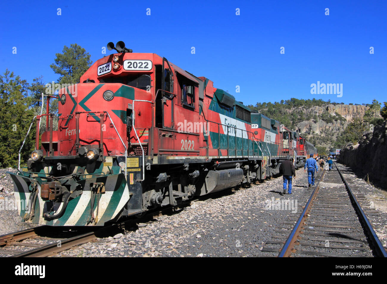 El Chepe train, Copper Canyon, Mexique Banque D'Images