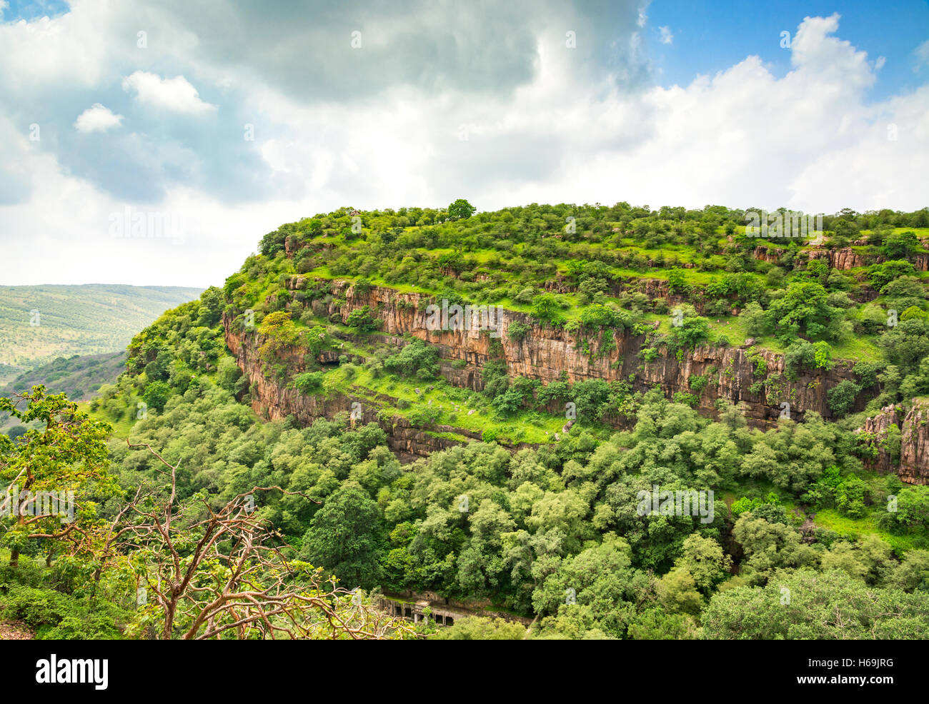 Grande falaise dans le parc national de Ranthambhore Inde Banque D'Images