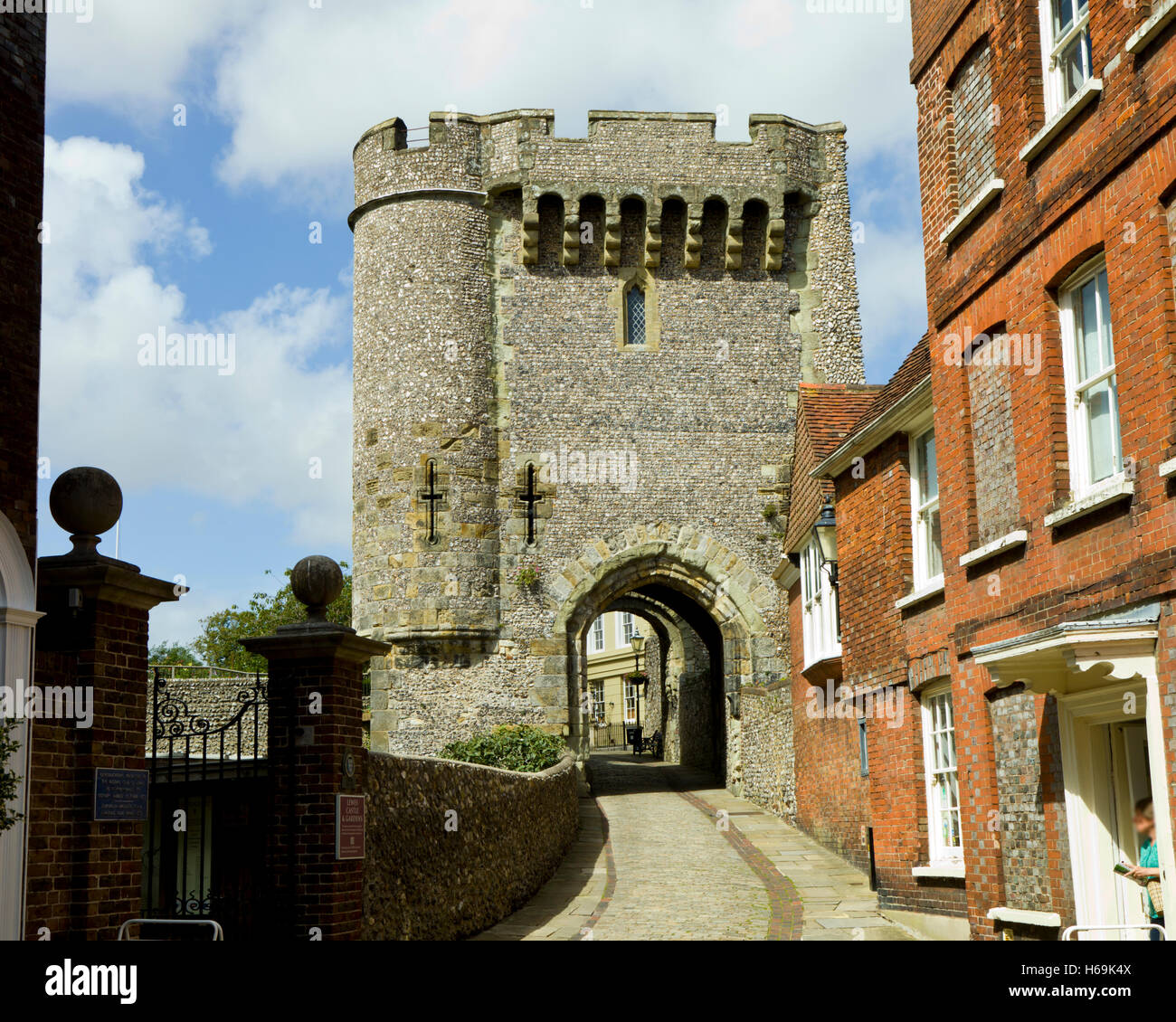 Le Barbican Gate, Château de Lewes, Lewes, East Sussex, UK Banque D'Images