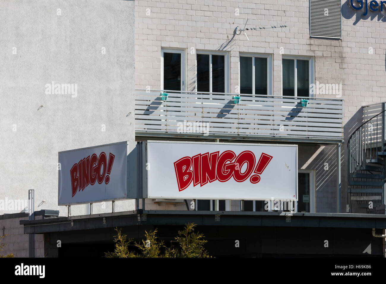 Salle de bingo. Harstad, îles Lofoten, Norvège Banque D'Images