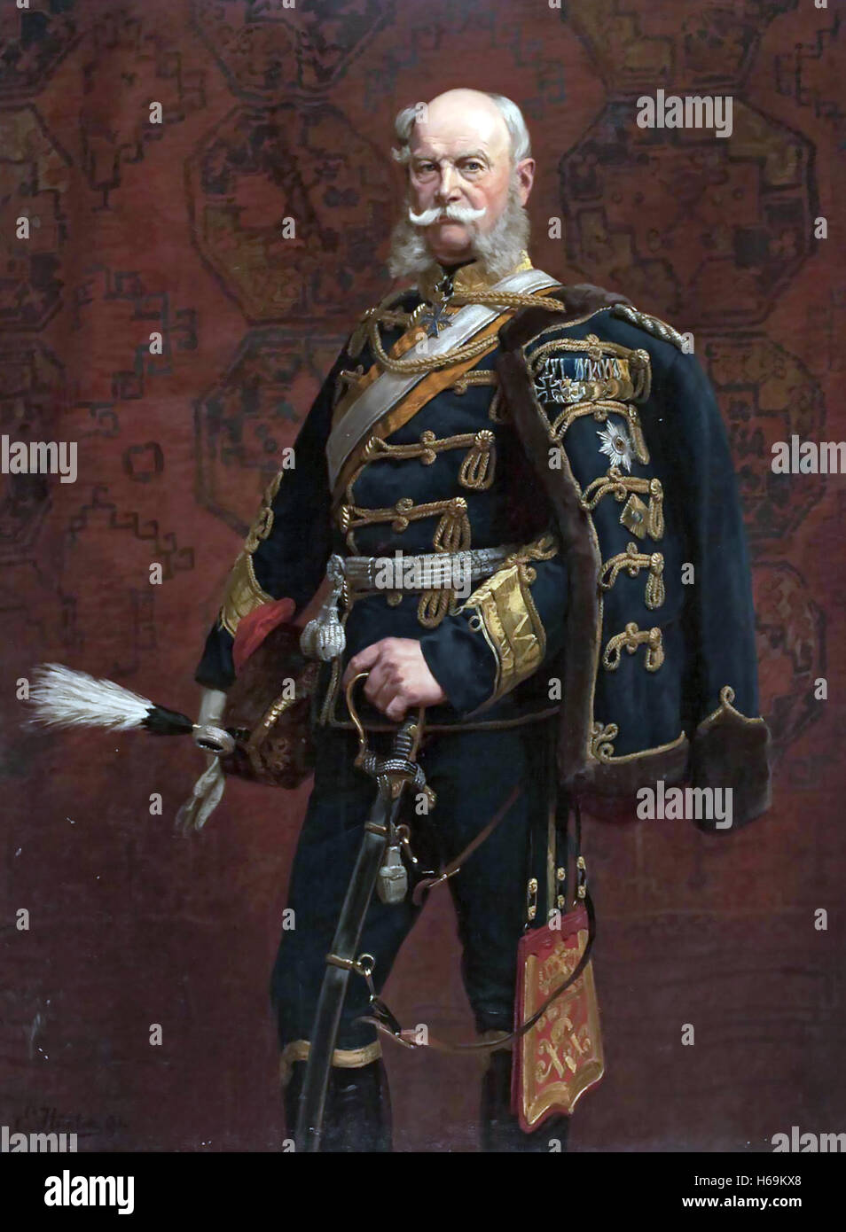 L'empereur Guillaume I D'ALLEMAGNE (1797-1888) peint par Emil Hunten en 1891 portant l'uniforme de hussard Banque D'Images